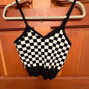 Black and White Checkered Crop Top